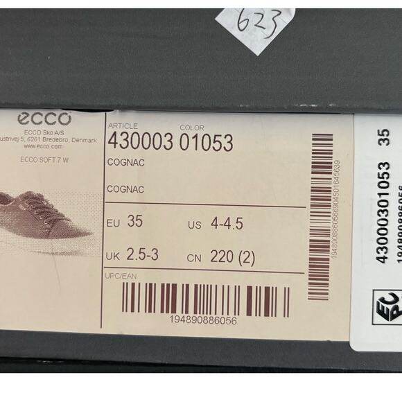 ECCO Women's Soft 7 Tie Fashion Sneaker Cognac 4-4.5 - Picture 9 of 9